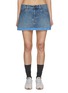 Main View - Click To Enlarge - MIU MIU - Poplin Trim Medium Wash Denim Mini Skirt