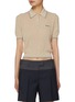 Main View - Click To Enlarge - MIU MIU - Piped Cotton Blend Knit Polo Top