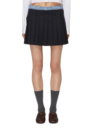 Main View - Click To Enlarge - MIU MIU - Batavia Boxer Waistband Pleated Wool Mini Skirt