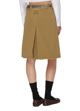 Back View - Click To Enlarge - MIU MIU - Pleated Belted Heavy Cotton Skirt