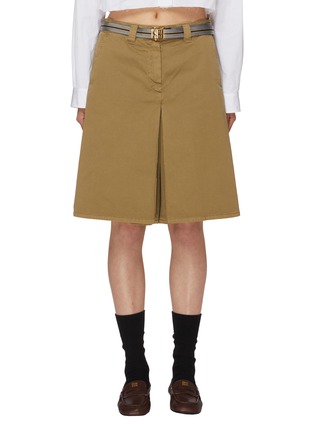 Main View - Click To Enlarge - MIU MIU - Pleated Belted Heavy Cotton Skirt