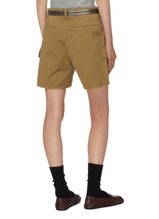 Back View - Click To Enlarge - MIU MIU - Belted Heavy Cotton Cargo Shorts