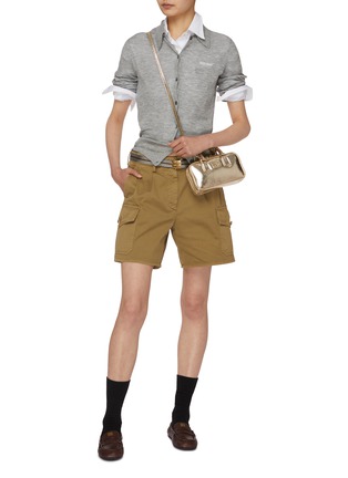 Figure View - Click To Enlarge - MIU MIU - Belted Heavy Cotton Cargo Shorts