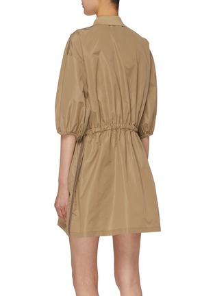 Back View - Click To Enlarge - MIU MIU - Half Zip Elbow Sleeve Elasticated Waist Mini Dress