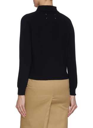 Back View - Click To Enlarge - MAISON MARGIELA - Raglan Sleeves Virgin Wool Knitted Polo Shirt