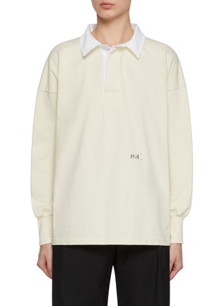 Main View - Click To Enlarge - MAISON MARGIELA - Contrast Collar Cotton Jersey Polo Shirt