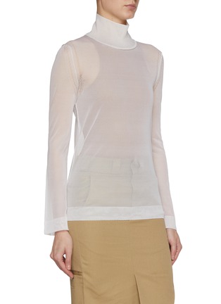 Front View - Click To Enlarge - MAISON MARGIELA - High Neck Sheer Silk Top