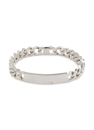 Main View - Click To Enlarge - MM6 MAISON MARGIELA - Embossed Logo Brass Curb Chain Bracelet — Polished Palladio