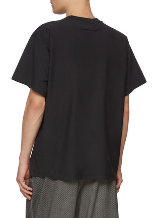 Back View - Click To Enlarge - MM6 MAISON MARGIELA - Upside Down Numeric Logo Graphic Print Cotton Varsity T-Shirt