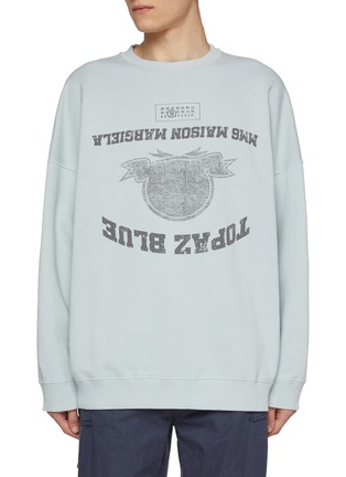 Main View - Click To Enlarge - MM6 MAISON MARGIELA - Upside Down Numeric Logo Graphic Print Cotton Sweater