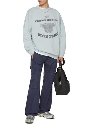 Figure View - Click To Enlarge - MM6 MAISON MARGIELA - Upside Down Numeric Logo Graphic Print Cotton Sweater