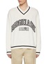 Main View - Click To Enlarge - MM6 MAISON MARGIELA - V-Neck Margiela Six Numeric Logo Cotton Wool Sweater