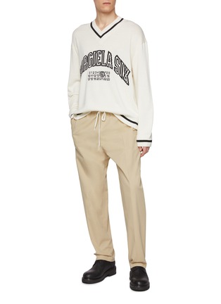 Figure View - Click To Enlarge - MM6 MAISON MARGIELA - Drawstring Elasticated Cotton Gabardine Pants