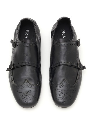 Detail View - Click To Enlarge - PRADA - Shuffle Double Strap Monk Shoes