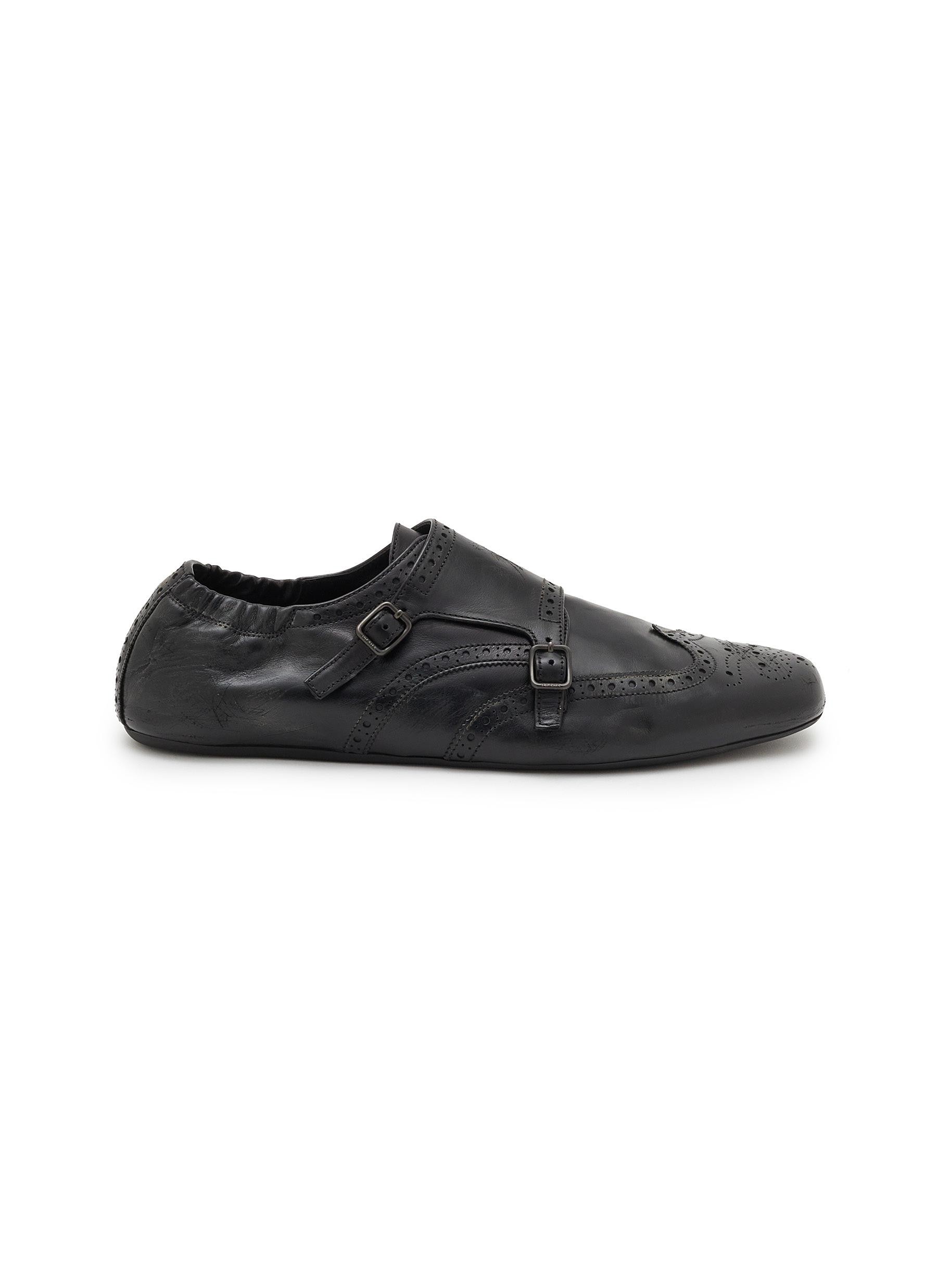 PRADA | Shuffle Double Strap Monk Shoes | Men | Lane Crawford