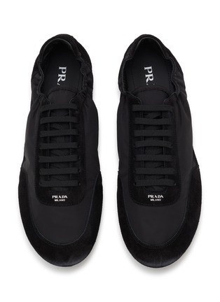 Detail View - Click To Enlarge - PRADA - Collapse Re-Nylon Suede Men's Sneakers