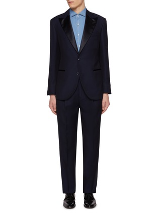 Main View - Click To Enlarge - BRUNELLO CUCINELLI - Peak Lapel Single Breasted Silk Wool Mohair Tuxedo Suit