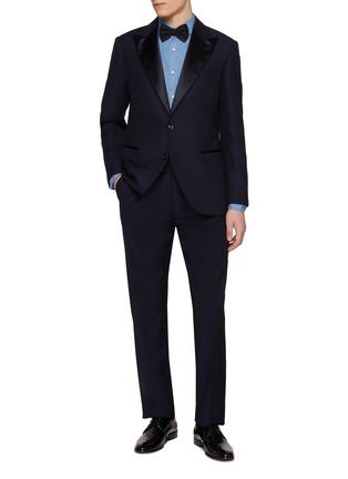 Figure View - Click To Enlarge - BRUNELLO CUCINELLI - Peak Lapel Single Breasted Silk Wool Mohair Tuxedo Suit