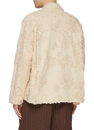 Back View - Click To Enlarge - SONG FOR THE MUTE - All Over Appliqué Pleated Back Cotton Jacket