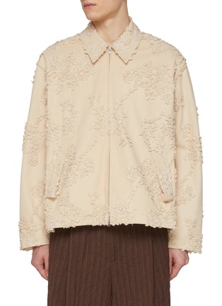 Main View - Click To Enlarge - SONG FOR THE MUTE - All Over Appliqué Pleated Back Cotton Jacket
