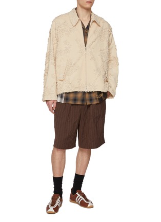Figure View - Click To Enlarge - SONG FOR THE MUTE - All Over Appliqué Pleated Back Cotton Jacket
