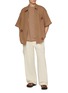 Figure View - Click To Enlarge - SONG FOR THE MUTE - Daisy Appliqué Zip Up Cotton Linen Blend Gym Shirt