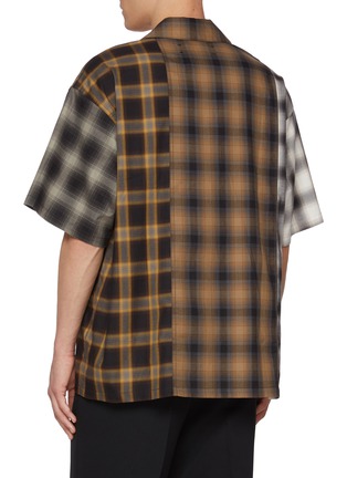 Back View - Click To Enlarge - SONG FOR THE MUTE - Four-Tone Camp Collar Checkered Cotton Gym Shirt