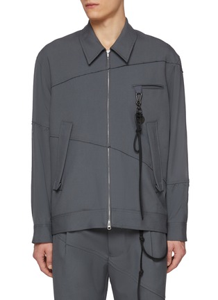 Main View - Click To Enlarge - SONG FOR THE MUTE - Rope Detail Asymmetrical Seam Wool Coach Jacket