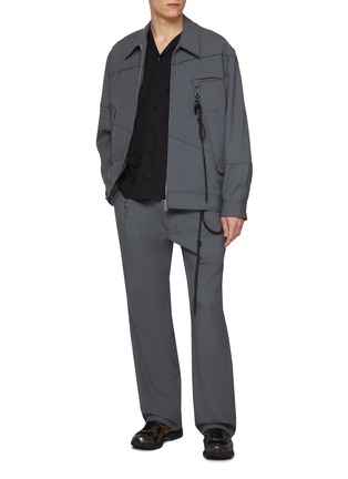 Figure View - Click To Enlarge - SONG FOR THE MUTE - Rope Detail Asymmetrical Seam Wool Coach Jacket