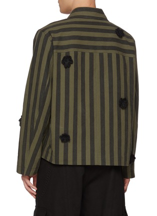 Back View - Click To Enlarge - SONG FOR THE MUTE - Daisy Appliqué Striped Pocket Cotton Shirt Jacket