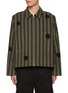 Main View - Click To Enlarge - SONG FOR THE MUTE - Daisy Appliqué Striped Pocket Cotton Shirt Jacket