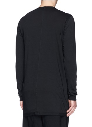Back View - Click To Enlarge - RICK OWENS DRKSHDW - Nylon panel long cotton T-shirt