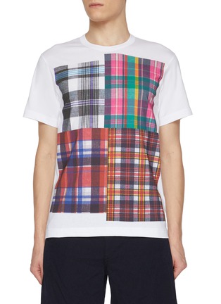 Main View - Click To Enlarge - COMME DES GARÇONS SHIRT - Quad Checkered Graphic Print Cotton T-Shirt