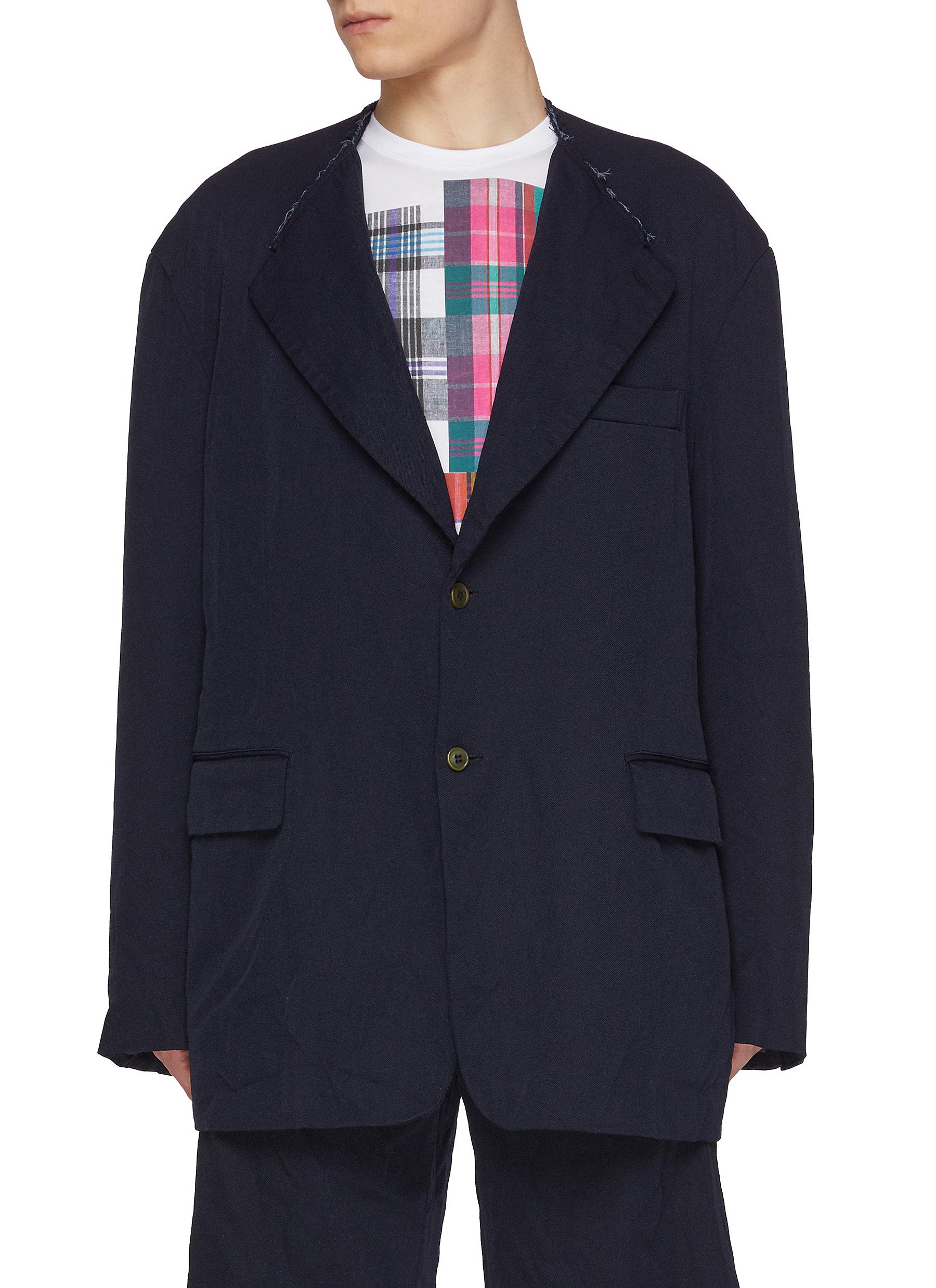 COMME DES GARÇONS SHIRT | Oversized Torn Lapel Twill Blazer