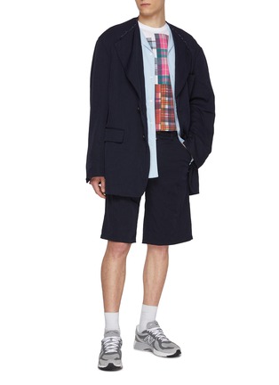 Figure View - Click To Enlarge - COMME DES GARÇONS SHIRT - Oversized Torn Lapel Twill Blazer