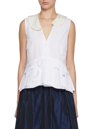 Main View - Click To Enlarge - NACKIYÉ - Ruffle Hem Gilet Style Cotton Shirt