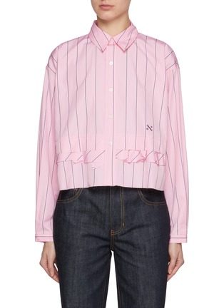 Main View - Click To Enlarge - NACKIYÉ - Pinstripe Cropped Cotton Shirt