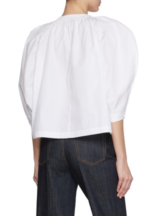 Back View - Click To Enlarge - NACKIYÉ - Puff Sleeve Pin Detail Cotton Blouse