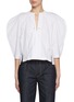 Main View - Click To Enlarge - NACKIYÉ - Puff Sleeve Pin Detail Cotton Blouse