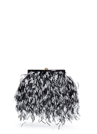 Back View - Click To Enlarge - KOTUR - 'Fino' snakeskin trim feather clutch