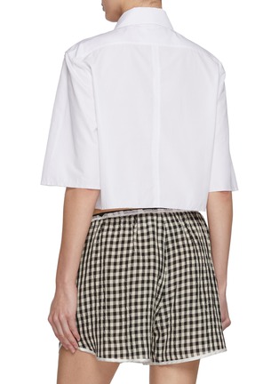 Back View - Click To Enlarge - NACKIYÉ - Pointy Collar Cropped Cotton Shirt