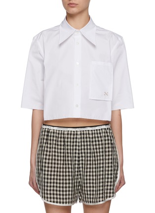 Main View - Click To Enlarge - NACKIYÉ - Pointy Collar Cropped Cotton Shirt