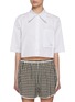 Main View - Click To Enlarge - NACKIYÉ - Pointy Collar Cropped Cotton Shirt