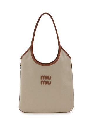 Main View - Click To Enlarge - MIU MIU - Ivy Canvas Leather Tote Bag