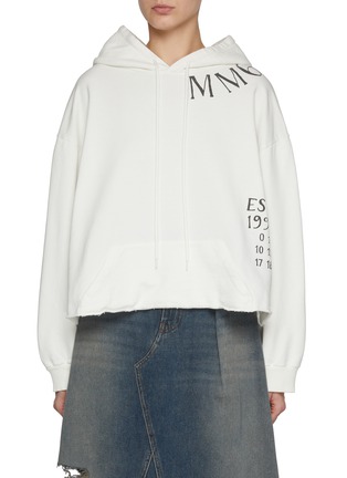 Main View - Click To Enlarge - MM6 MAISON MARGIELA - Raw Hem Logo Cotton Hoodie