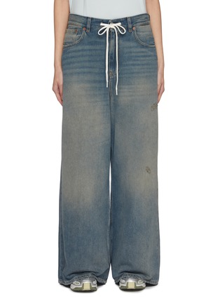 Main View - Click To Enlarge - MM6 MAISON MARGIELA - Drawstring Distressed Wide Leg Jeans