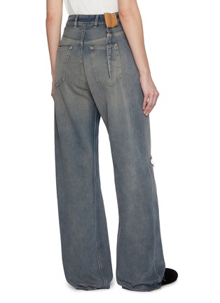 Back View - Click To Enlarge - MM6 MAISON MARGIELA - Distressed Darted Dark Wash Boyfriend Jeans