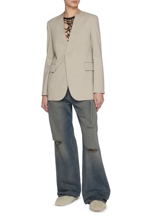 Figure View - Click To Enlarge - MM6 MAISON MARGIELA - Collarless Single Breasted Blazer