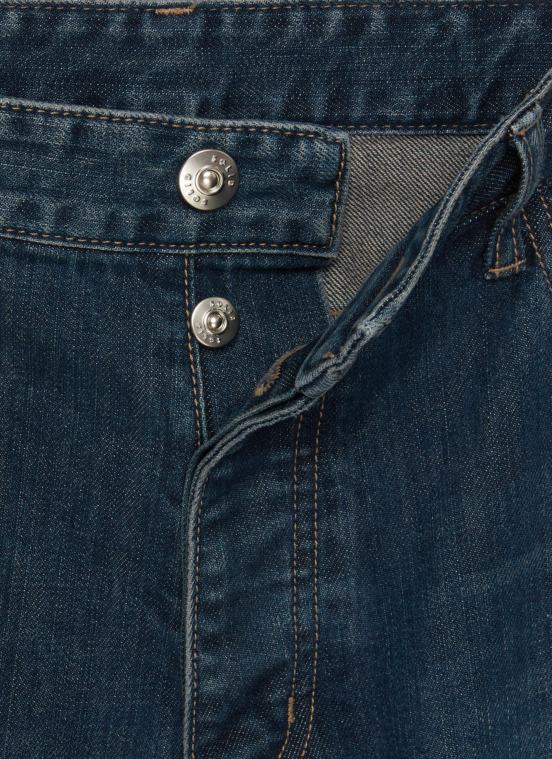 Dark Washed Straight Leg Jeans - Thumbnail 4