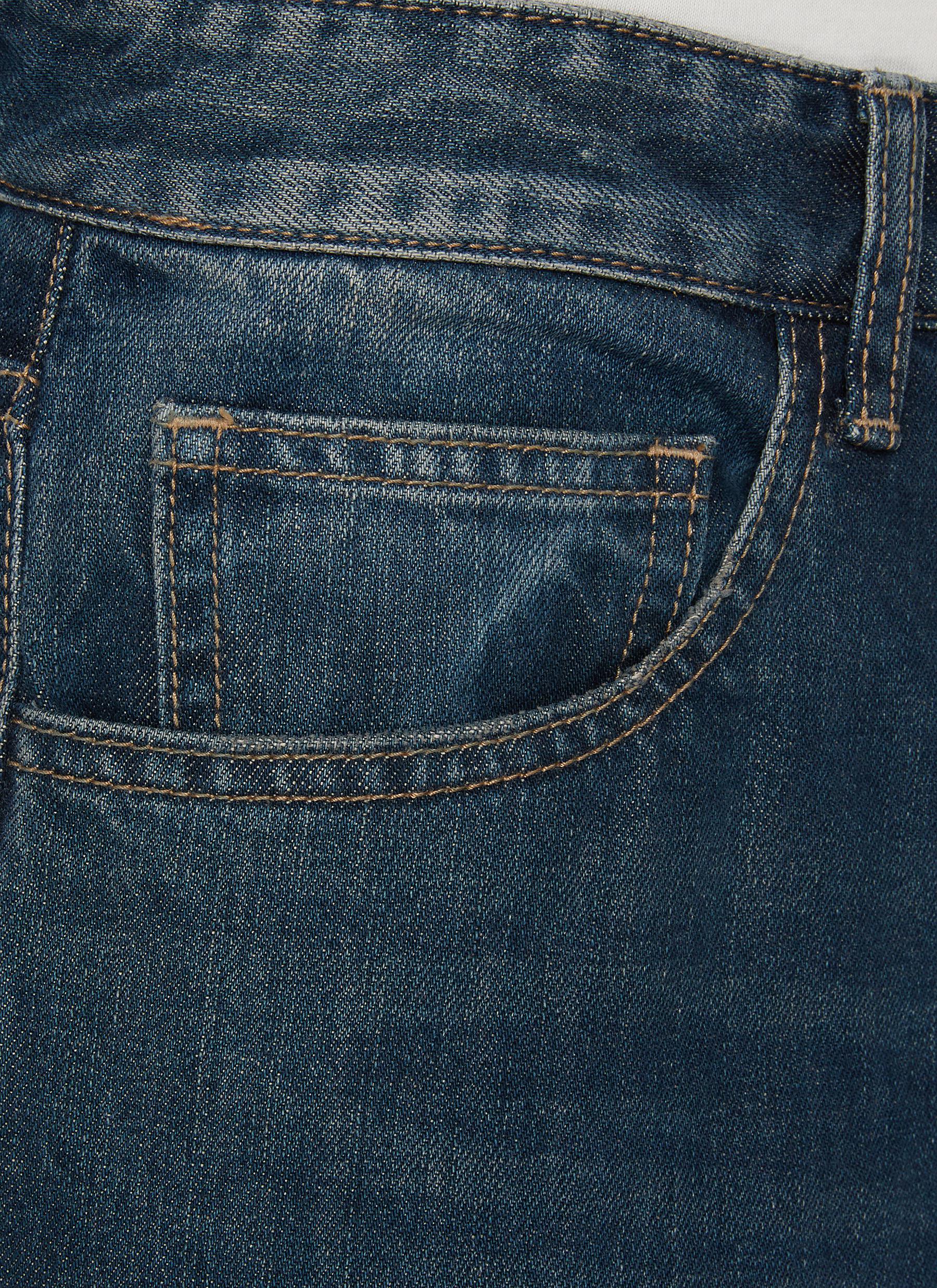 Dark Washed Straight Leg Jeans - Thumbnail 5